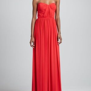 ERIN FETHERSTON Flame Red Shirred Gown  Long Dress